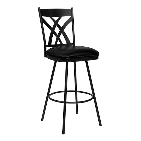 Armen Living Dover 26" Counter Height Barstool in Matte Black Finish and Black Faux Leather LCDOBAMBBL26